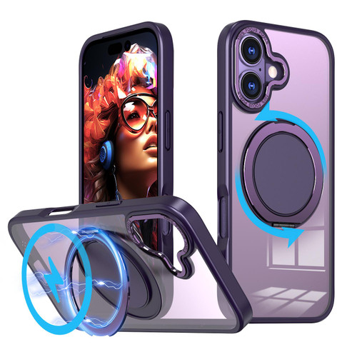 iPhone 17 360-degree Rotating MagSafe Magnetic Holder Phone Case - Purple