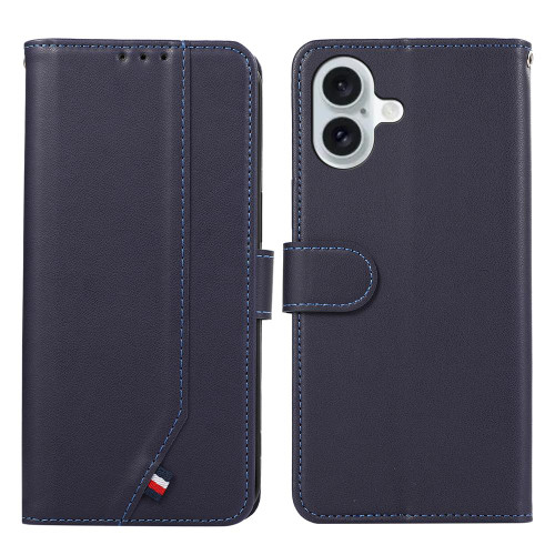 iPhone 17 ABEEL Delicate Texture Splicing RFID Leather Phone Case - Blue