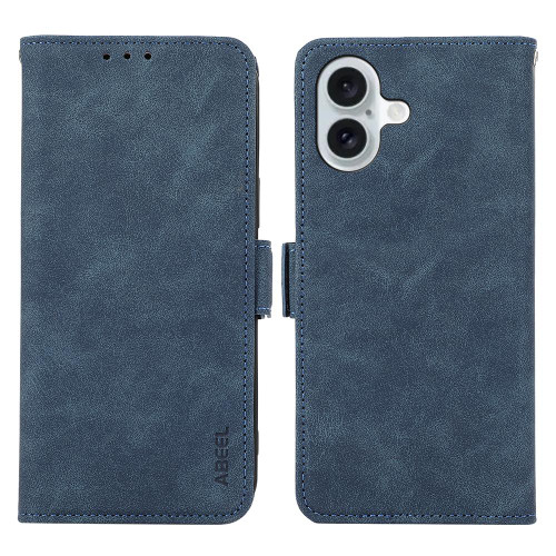 iPhone 17 ABEEL Frosted Magnetic RFID Leather Phone Case - Blue