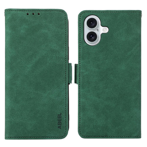 iPhone 17 ABEEL Frosted Magnetic RFID Leather Phone Case - Green