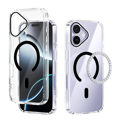 iPhone 17 ABEEL MagSafe Magnetic Color Ring Anti-scratch Transparent Phone Case - Black