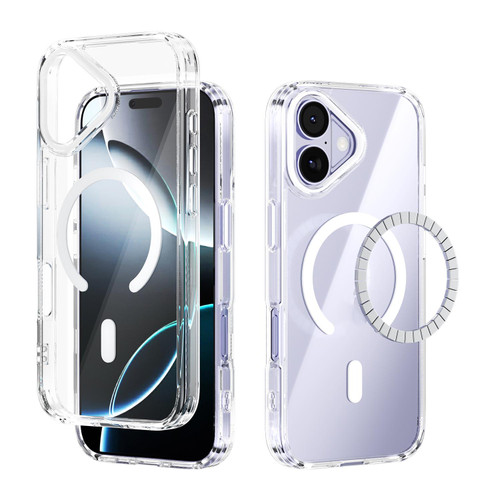 iPhone 17 ABEEL MagSafe Magnetic Color Ring Anti-scratch Transparent Phone Case - White