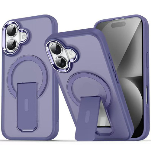 iPhone 17 Acrylic Hybrid TPU MagSafe Holder Phone Case - Dark Night Purple