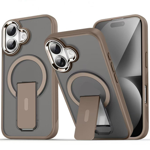 iPhone 17 Acrylic Hybrid TPU MagSafe Holder Phone Case - Gold