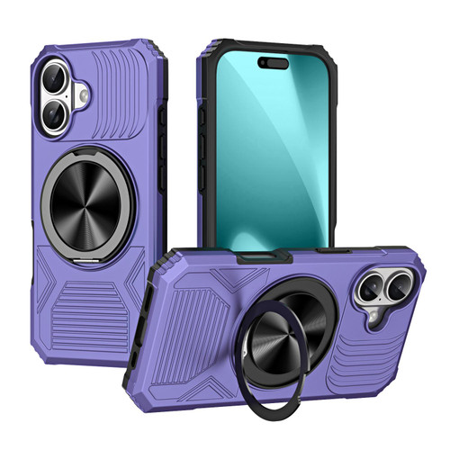 iPhone 17 Alloy Rotating Holder MagSafe Shockproof Phone Case - Violet