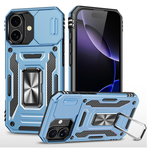 iPhone 17 Armor PC + TPU Camera Shield Phone Case - Light Blue
