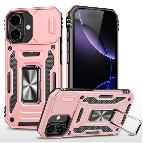 iPhone 17 Armor PC + TPU Camera Shield Phone Case - Rose Gold
