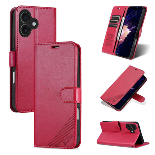 iPhone 17 AZNS Sheepskin Texture Flip Leather Phone Case - Red