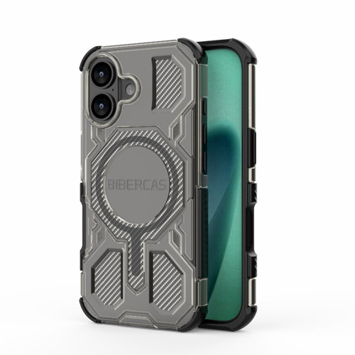 iPhone 17 BIBERCAS Transparent Color Series MagSafe Air Bag Shockproof Phone Case - Black