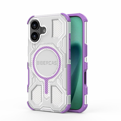 iPhone 17 BIBERCAS Transparent Color Series MagSafe Air Bag Shockproof Phone Case - Purple