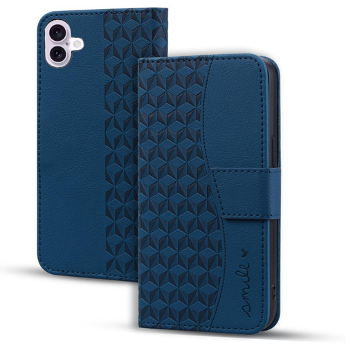 iPhone 17 Business Diamond Buckle Leather Phone Case with Lanyard - Royal Blue