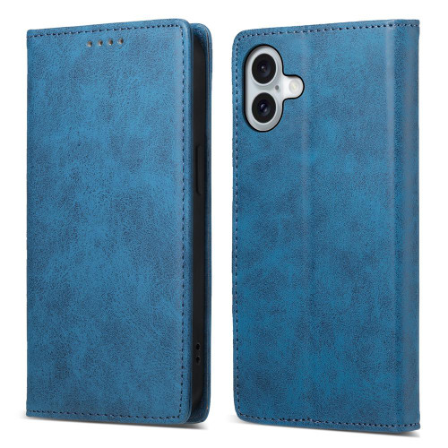 iPhone 17 Business Solid Color Magnetic RFID Leather Phone Case - Blue