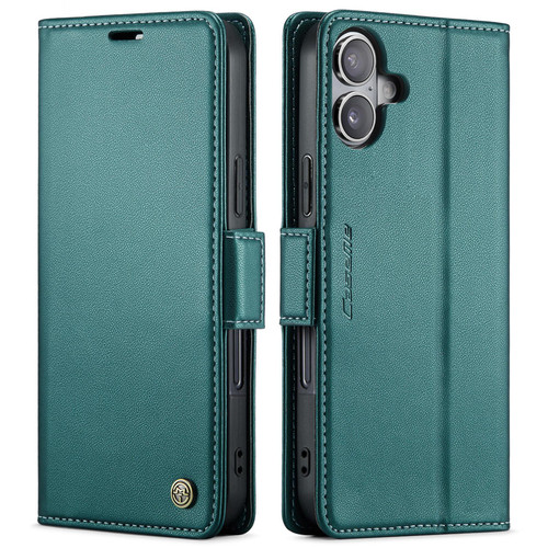 iPhone 17 CaseMe 023 Butterfly Buckle Litchi Texture RFID Anti-theft Leather Phone Case - Green
