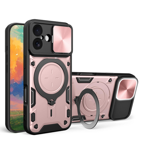 iPhone 17 CD Texture Sliding Camshield Magnetic Holder Phone Case - Pink