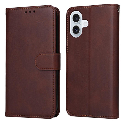 iPhone 17 Classic Calf Texture Flip Leather Phone Case - Brown