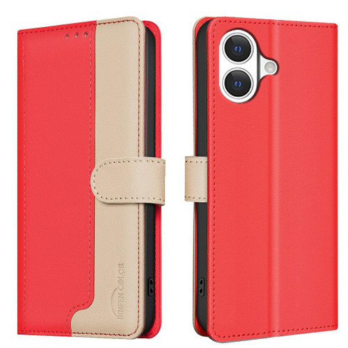 iPhone 17 Color Matching RFID Anti-theft Leather Phone Case - Red
