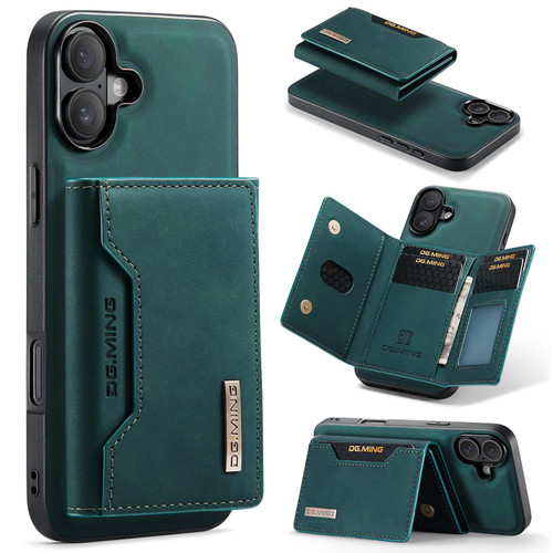 iPhone 17 DG.MING M2 Series 3-Fold Card Bag Wallet Leather Phone Case - Green