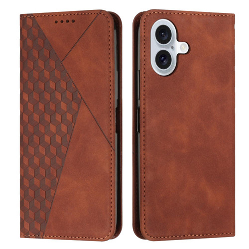 iPhone 17 Diamond Splicing Skin Feel Magnetic Leather Phone Case - Brown