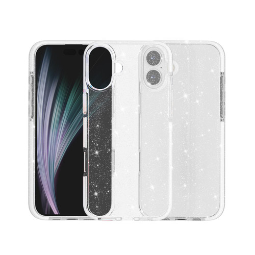 iPhone 17 Dual Color Clear Glitter TPU + TPE Full Coverage Phone Case - Glitter White iPhone 17 Dual Color Clear Glitter TPU + TPE Full Coverage Phone Case - Glitter White