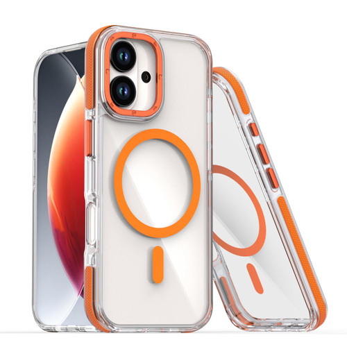 iPhone 17 Dual-Color Clear Acrylic Hybrid TPU MagSafe Phone Case - Orange