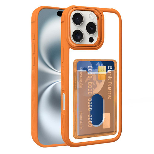 iPhone 17 Electroplated Card Bag Acrylic Hybrid TPU Phone Case - Orange