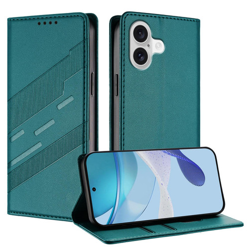 iPhone 17 Embossed Multi-functional Wallet Retro Leather Phone Case - Dark Green