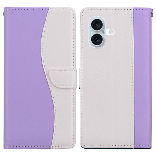 iPhone 17 Embossed Two-Color Leather Phone Case - Purple White