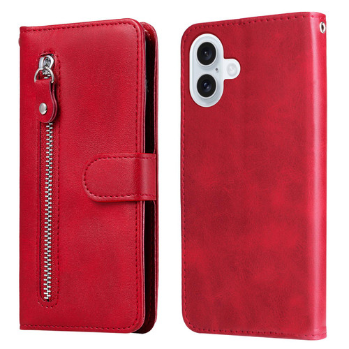 iPhone 17 Fashion Calf Texture Zipper Leather Phone Case - Red iPhone 17 Fashion Calf Texture Zipper Leather Phone Case - Red