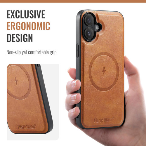 iPhone 17 Fierre Shann Cowhide Vertical Flip Magnetic Card Holder