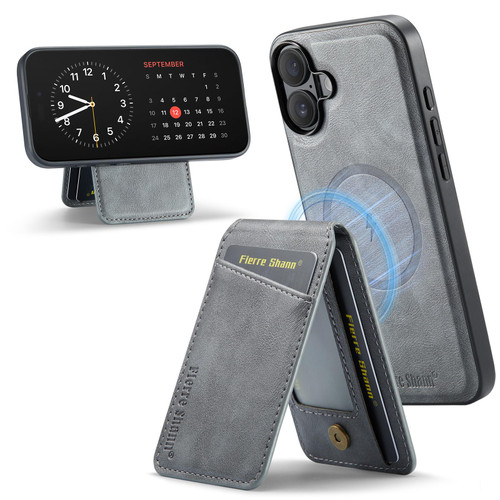 iPhoneアクセサリー shanbin iPhone 17 Fierre Shann Cowhide Vertical Flip Magnetic Card Holder