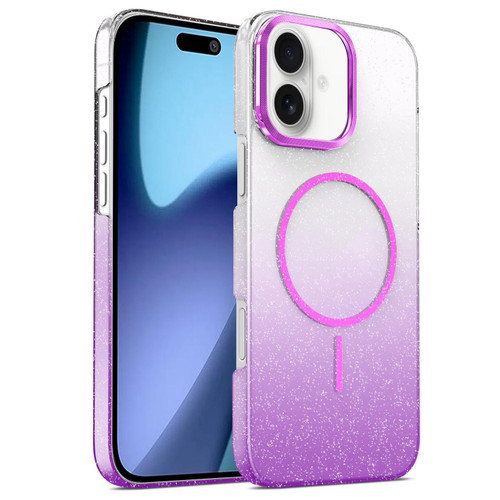 iPhone 17 Gold Diamond Glitter Gradient MagSafe Shockproof Phone Case - Purple