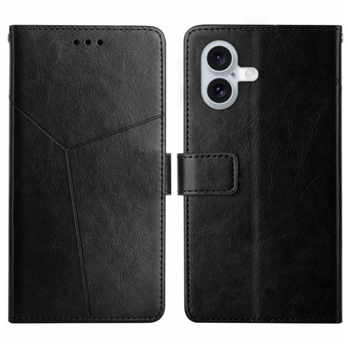 iPhone 17 HT01 Y-shaped Pattern Flip Leather Phone Case - Black