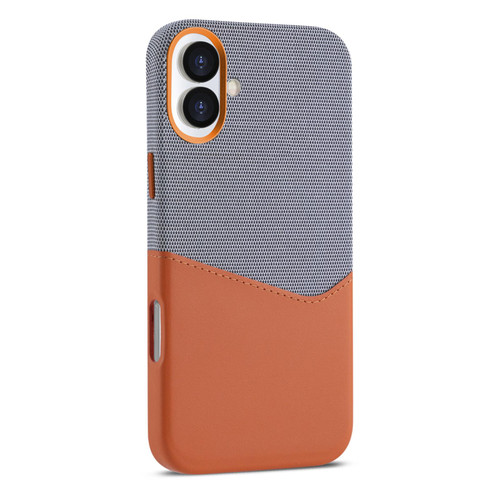 iPhone 17 Kalebol Cloth Textue Stitching Card Slot Magnetic Phone Case - Orange
