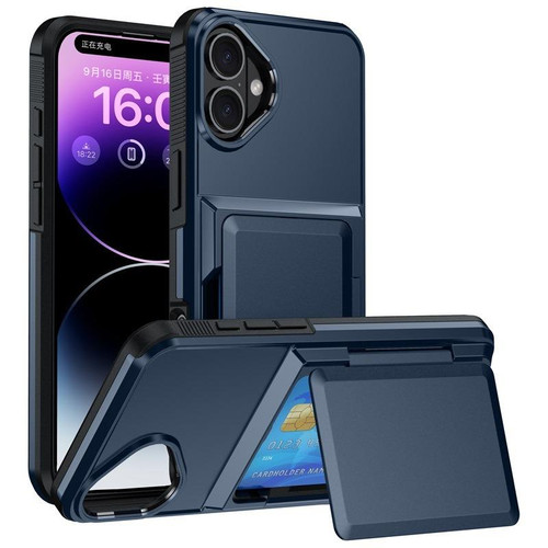 iPhone 17 Kalebol Flip Card Wallet Holder Shockproof Phone Case - Blue