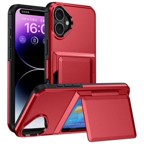 iPhone 17 Kalebol Flip Card Wallet Holder Shockproof Phone Case - Red