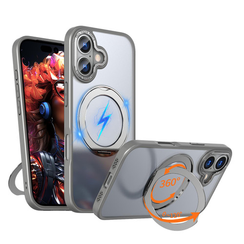iPhone 17 kalebol MagSafe Metal Ring Holder Phone Case - Titanium Gray