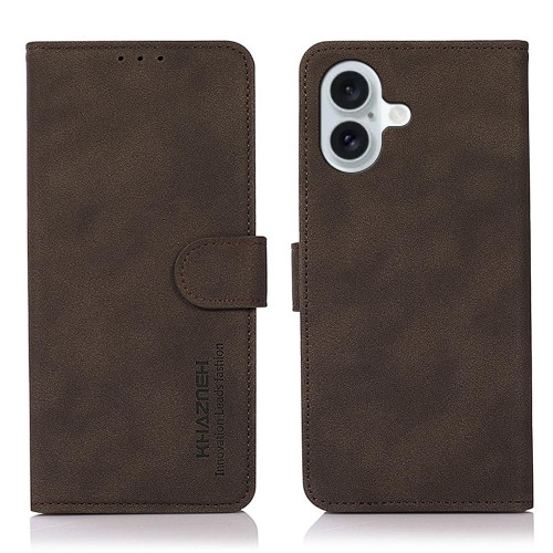 iPhone 17 KHAZNEH Matte Texture Leather Phone Case - Brown