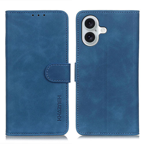 iPhone 17 KHAZNEH Retro Texture Leather Phone Case - Blue