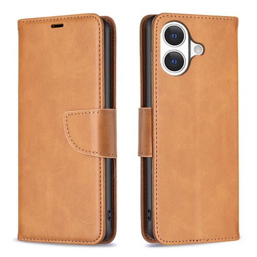 iPhone 17 Lambskin Texture Pure Color Flip Leather Phone Case - Yellow
