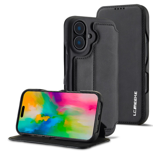 iPhone 17 LC.IMEEKE Hon Ancient Series Flip Leather Phone Case - Black
