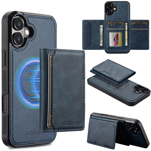 iPhone 17 LC.IMEEKE L5 Series Detachable RFID Card Bag Magsafe Phone Case - Blue