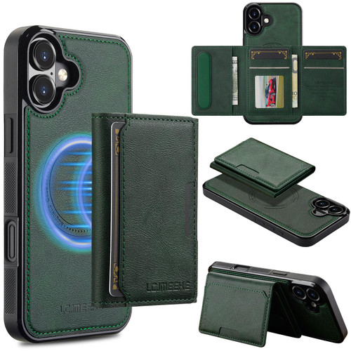 iPhone 17 LC.IMEEKE L5 Series Detachable RFID Card Bag Magsafe Phone Case - Green