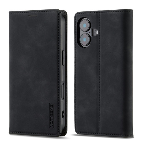 iPhone 17 LC.IMEEKE Strong Magnetism Microfiber Leather Phone Case - Black