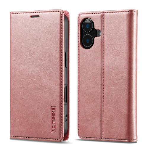 iPhone 17 LC.IMEEKE Strong Magnetism Microfiber Leather Phone Case - Rose Gold