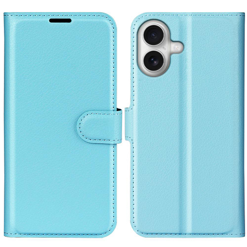 iPhone 17 Litchi Texture Horizontal Flip Leather Phone Case with Holder - Blue