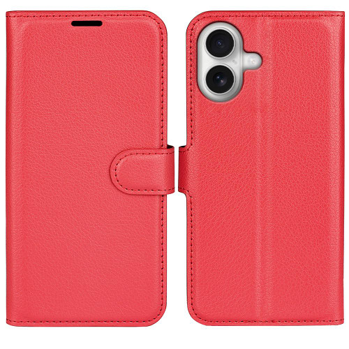 iPhone 17 Litchi Texture Horizontal Flip Leather Phone Case with Holder - Red