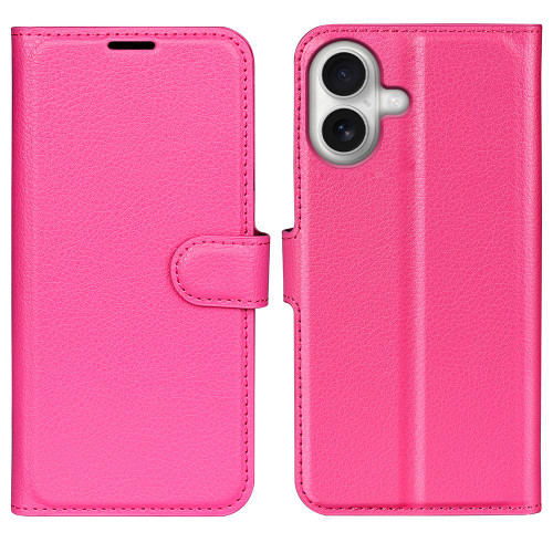 iPhone 17 Litchi Texture Horizontal Flip Leather Phone Case with Holder - Rose Red