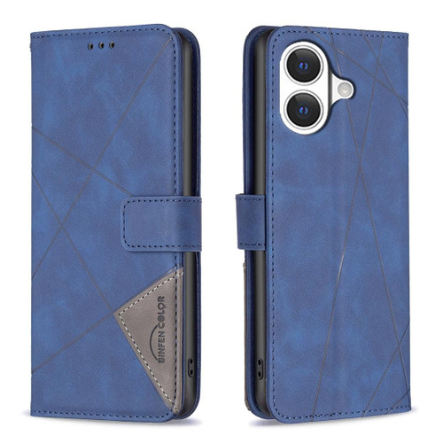 iPhone 17 Magnetic Buckle Rhombus Texture Leather Phone Case - Blue iPhone 17 Magnetic Buckle Rhombus Texture Leather Phone Case - Blue