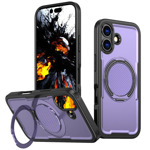 iPhone 17 Metal 360 Degree Rotation Holder MagSafe Phone Case - Purple