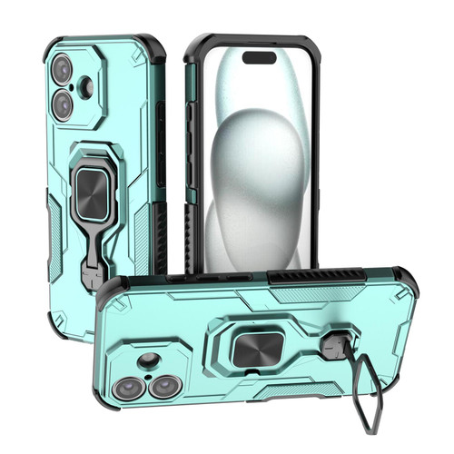 iPhone 17 Metal Kickstand TPU Hybrid PC Phone Case - Green iPhone 17 Metal Kickstand TPU Hybrid PC Phone Case - Green